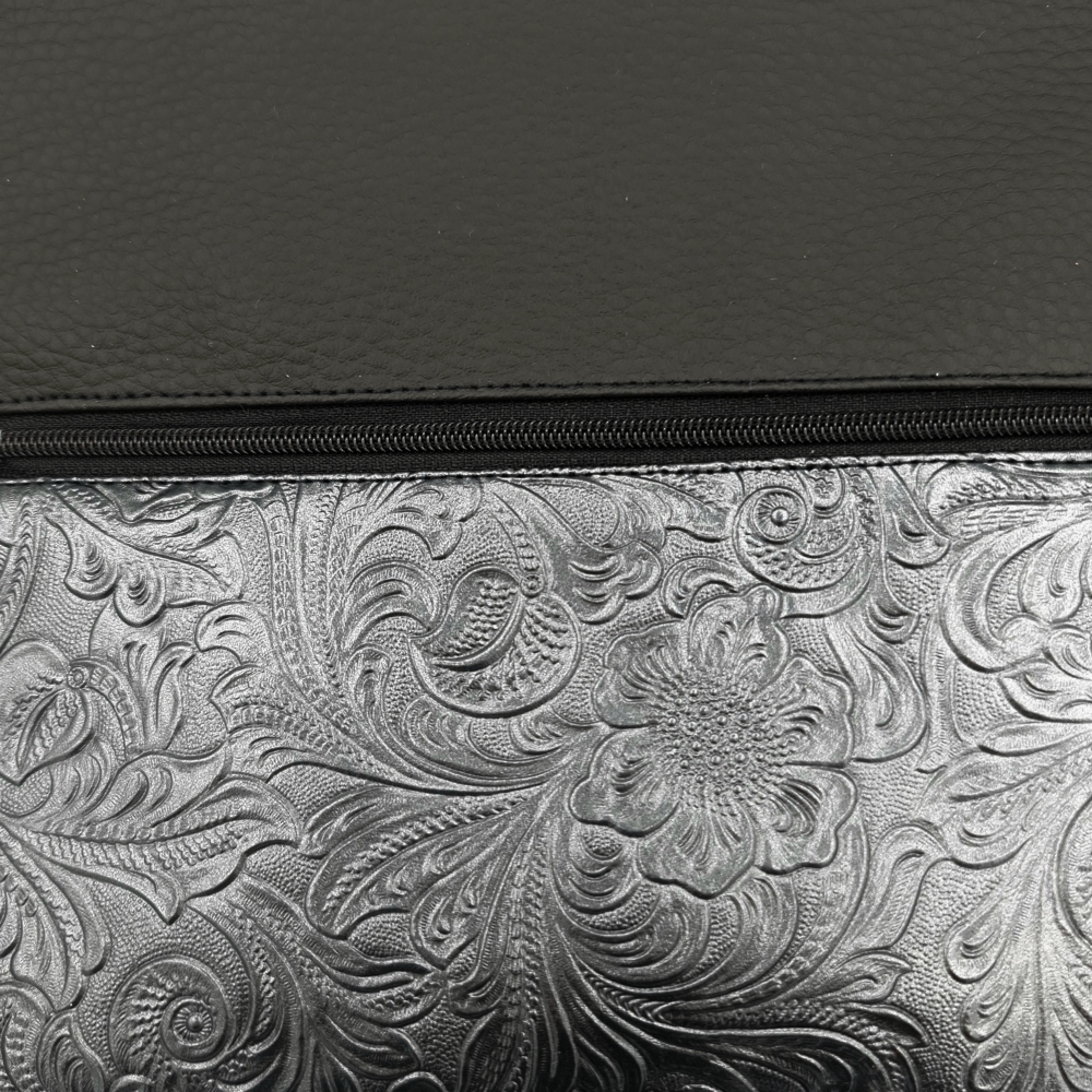 Gassitasche / Cross Bag / Hip Bag, schwarz, Blütenranken
